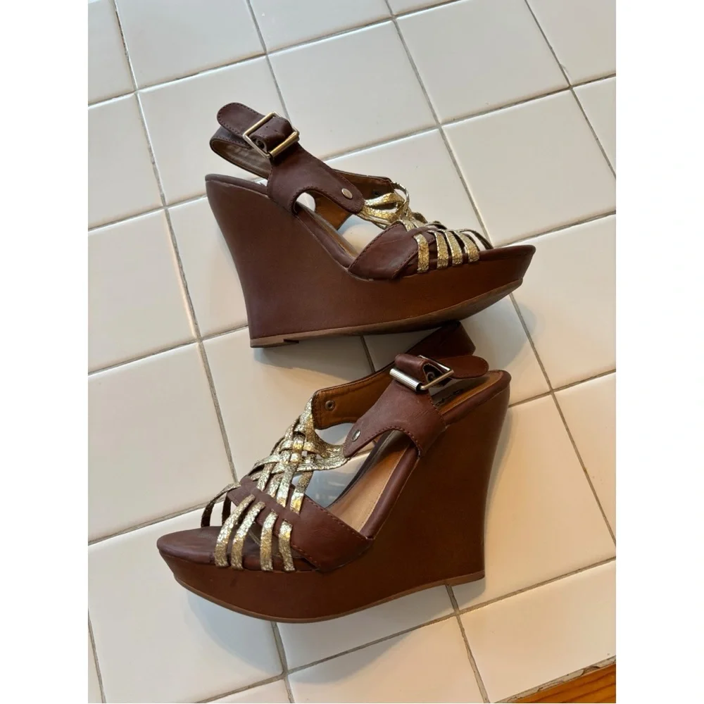 Women’s wedge heels metallic sexy date party travel summer formal holiday casual